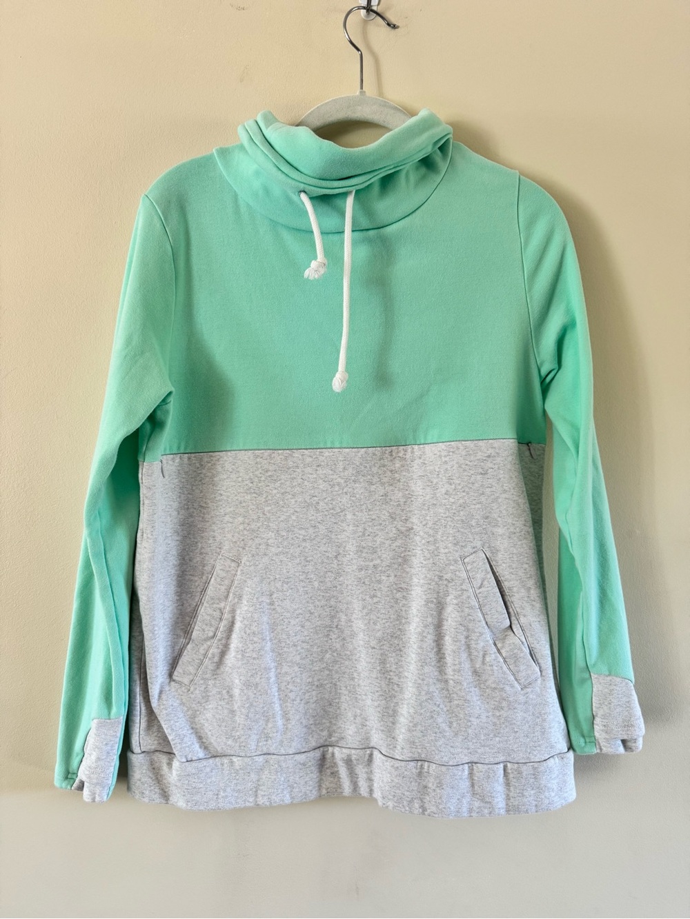 Nursing Queen Mint and Light Gray Two-Tone Cowl Neck Sweater